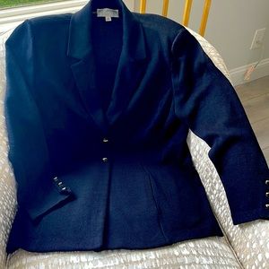 ST JOHN KNIT NAVY JACKET, BLAZER IN RICH NAVY BLUE, Size 16